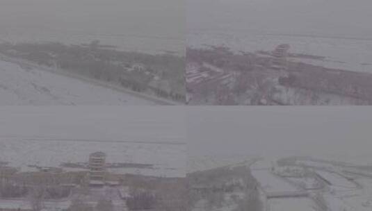 莫高窟冬季雪景航拍D-log高清在线视频素材下载