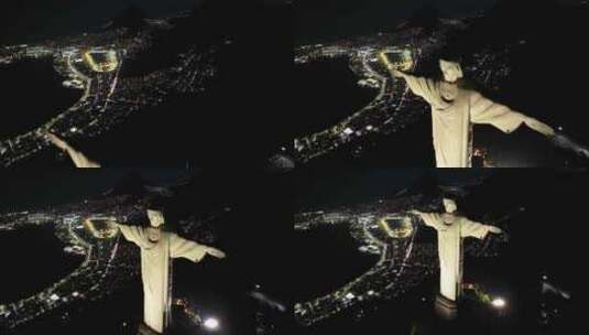 基督的夜景救世主在巴西里约热内卢。高清在线视频素材下载