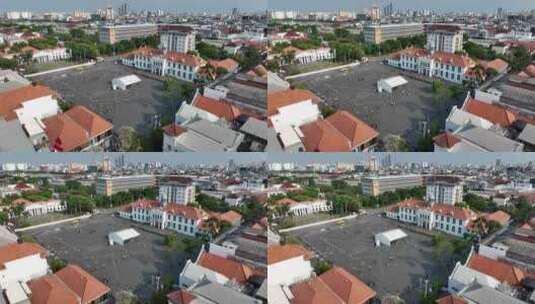 印尼雅加达巴达维亚老城广场航拍建筑风光高清在线视频素材下载