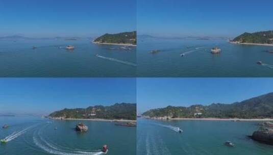 蓝天海滩海边快艇游艇高清在线视频素材下载