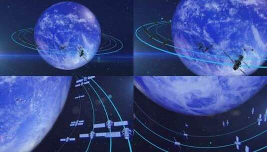 地球卫星环绕组网通信导航高清在线视频素材下载