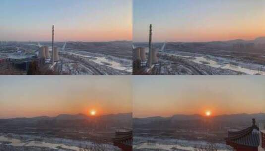 北京冬天首钢园日落夕阳晚霞高清在线视频素材下载