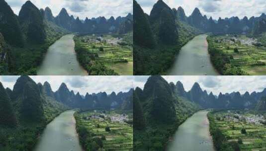 航拍桂林山水风光高清在线视频素材下载