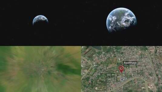 大城府城市地图从太空到地球的缩放（泰国）高清在线视频素材下载