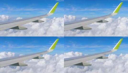 从云层上飞机的飞机、飞机窗外高清在线视频素材下载