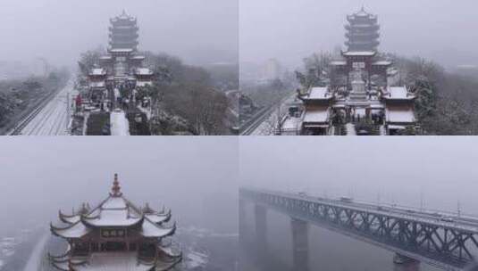 武汉雪景航拍大合集高清在线视频素材下载