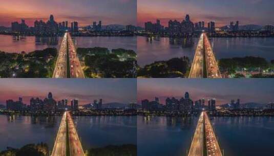 惠州_惠州大桥_夜景航拍002高清在线视频素材下载