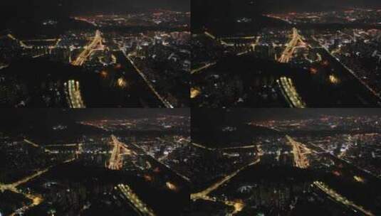 广东海珠区华南快速夜景航拍高清在线视频素材下载