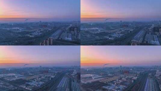 辽宁沈阳大东区工业城市日出延时高清在线视频素材下载