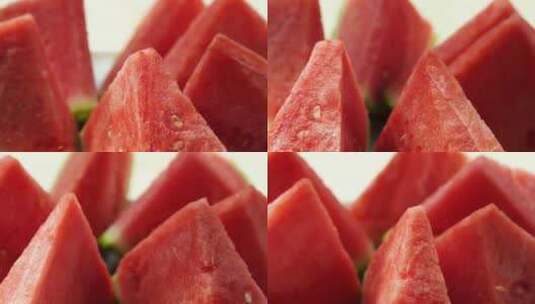 夏天多汁美味的切片西瓜高清在线视频素材下载