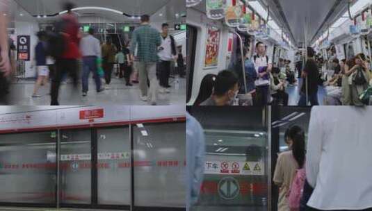 地铁人流快节奏乘地铁脚步合集高清在线视频素材下载