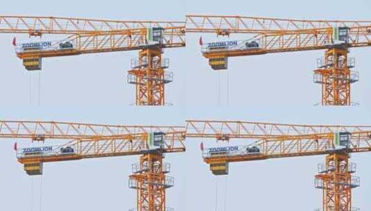 建筑工地施工塔吊工程吊车架子起重机旋转高清在线视频素材下载