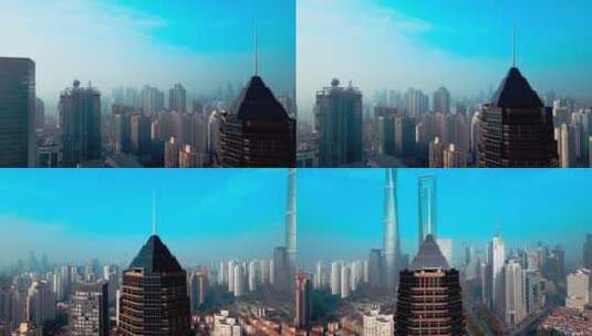 上海浦东清晨建筑航拍高清在线视频素材下载