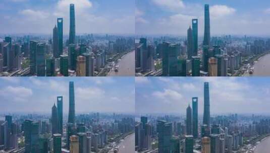 上海_环绕上海CBD_浦东三件套_航拍延时4K高清在线视频素材下载