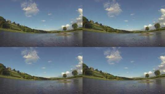 180度拍摄河面高清在线视频素材下载
