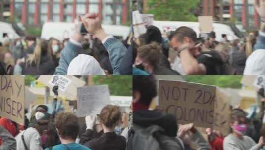 伦敦抗议者在街上欢呼高清在线视频素材下载