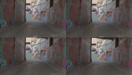 涂鸦覆盖的建筑墙壁高清在线视频素材下载