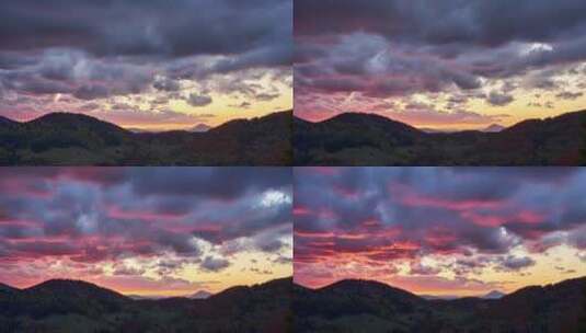 日落时史诗般的红云高清在线视频素材下载