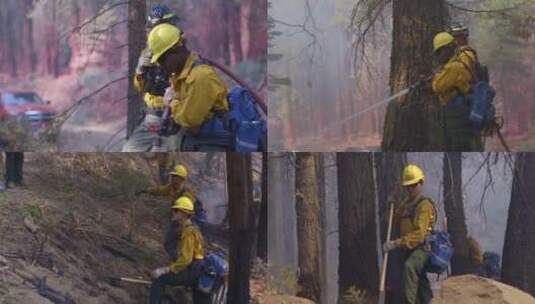 消防员在救森林火灾高清在线视频素材下载