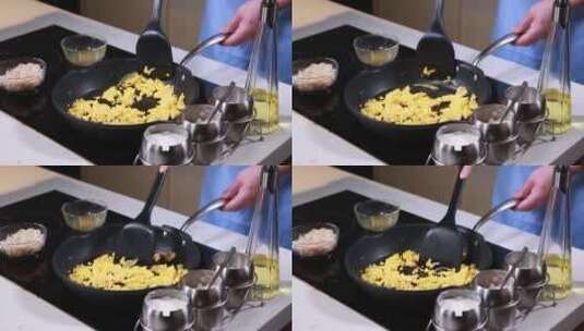 厨师打鸡蛋炒鸡蛋 (7)高清在线视频素材下载