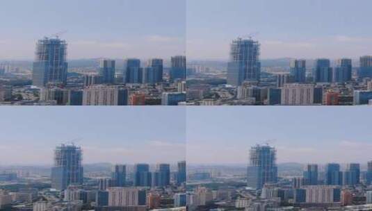 航拍贵州贵阳城市在建高楼竖屏航拍高清在线视频素材下载