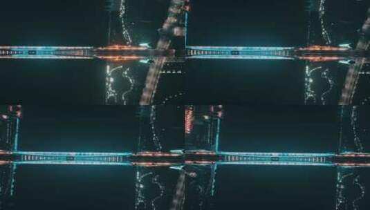 4K上海航拍卢浦大桥夜景俯视中景横移高清在线视频素材下载