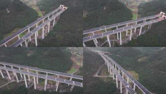 大河跨线桥跨河桥大桥航拍高速公路高清在线视频素材下载