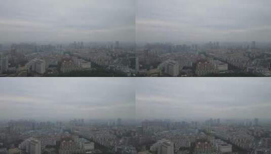 城市雾霾天航拍高清在线视频素材下载