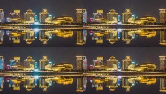 郑州河南艺术中心夜景延时高清在线视频素材下载