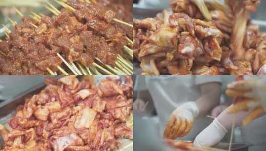 串肉串烤羊肉串烤串烤肉串五花肉串高清在线视频素材下载
