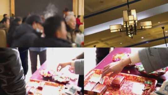 中国式宴席聚会写礼糖喜烟红包民俗4k实拍高清在线视频素材下载