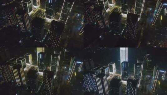 城市玻璃幕墙写字楼夜景高清在线视频素材下载