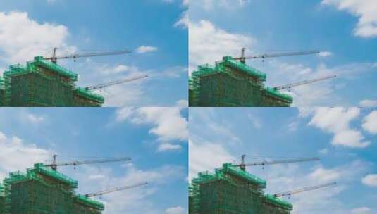 建设中的建筑工地塔吊高清在线视频素材下载
