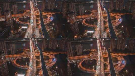 重庆桥都立交桥夜景航拍延时高清在线视频素材下载
