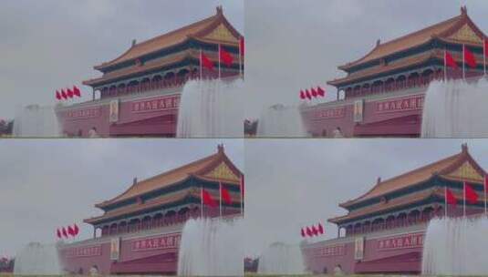 天安门城楼红旗高清在线视频素材下载