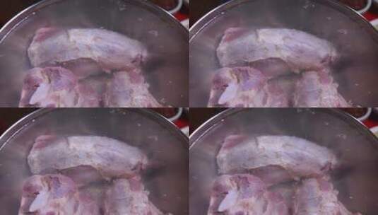 浸泡猪肉去血沫高清在线视频素材下载