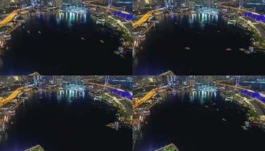 新加坡港口夜间交通高清在线视频素材下载