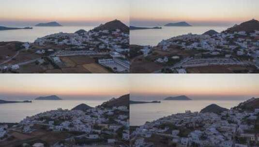 海边有夕阳景色的海滨小镇高清在线视频素材下载