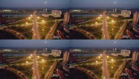 航拍衡阳东三环立交桥夜景4k高清在线视频素材下载