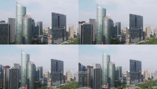 航拍杭州钱塘江畔钱江新城现代城市都市风光高清在线视频素材下载