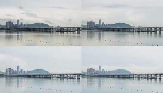 深圳丝滑海水和大桥的延时高清在线视频素材下载