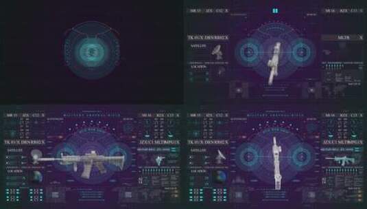 武器军事化显示器智能中心科技屏幕操作系统高清在线视频素材下载