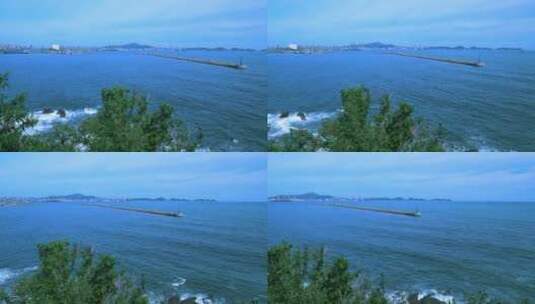 烟台山海景自然风光高清在线视频素材下载