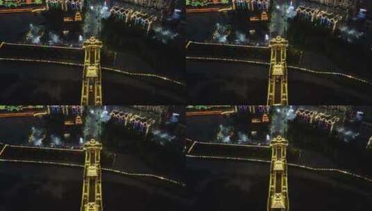 城市航拍 贵州 侗族 风雨桥 夜景高清在线视频素材下载