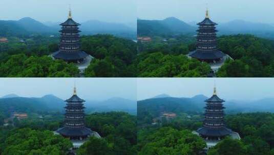 清晨时分的雷峰塔高清在线视频素材下载