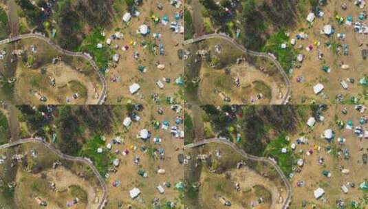 成都青龙湖公园周末搭帐篷露营的人群延时高清在线视频素材下载