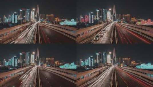 4k延时重庆嘉陵江大桥夜景车流素材高清在线视频素材下载
