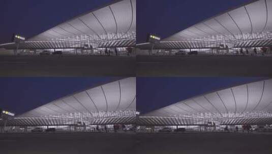 北京大兴机场航站楼 艺术顶棚夜景 摇拍高清在线视频素材下载