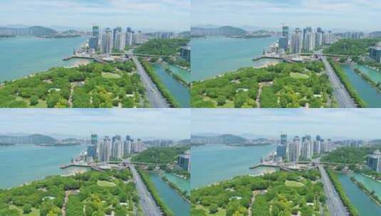 厦门海沧大桥远景航拍素材高清在线视频素材下载