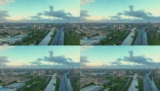 上海闵行申嘉湖高速嘉闵高架航拍高清在线视频素材下载